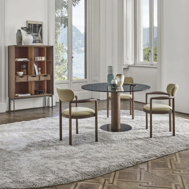 Tavolo rotondo in vetro Sansiro di Porada