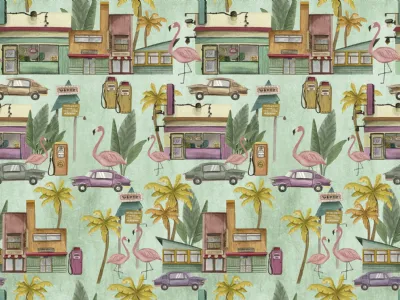 Carta da parati South Beach di Inkiostro Bianco