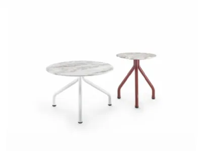 Tavolino rotondo in marmo con base in alluminio Academy di Flexform