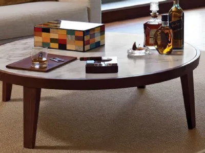 Tavolino rotondo con piano in marmo e struttura in legno massello Dida di Flexform