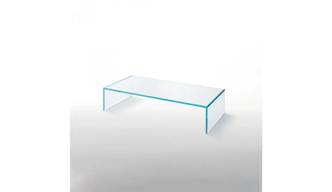 Tavolino Ghiacciolo Ponte in cristallo trasparente extralight di grosso spessore di Glas Italia