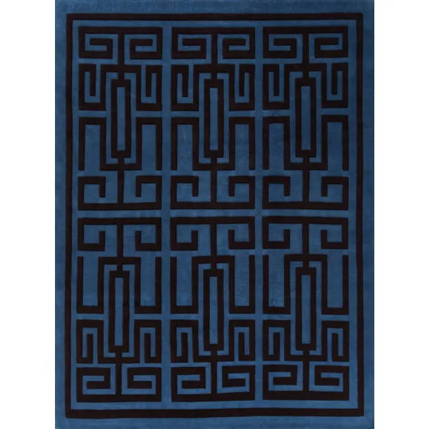 Tappeto Labirinto Blue Black di Amini