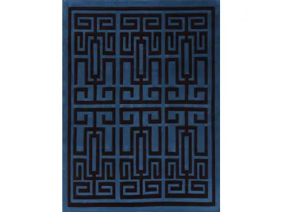 Tappeto Labirinto Blue Black di Amini