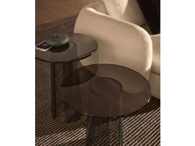 Tavolino rotondo Orbit in vetro soffiato bronzato di Poliform