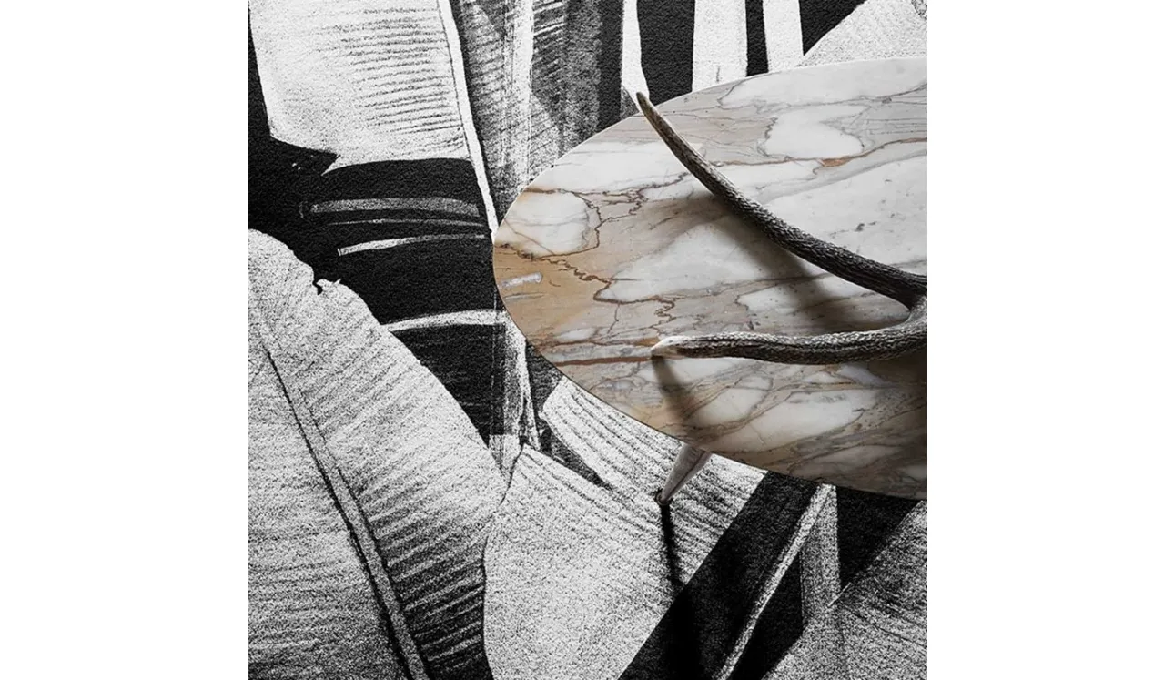 Tappeto con grandi foglie in toni di grigio Personalizzato 02 di Cigierre