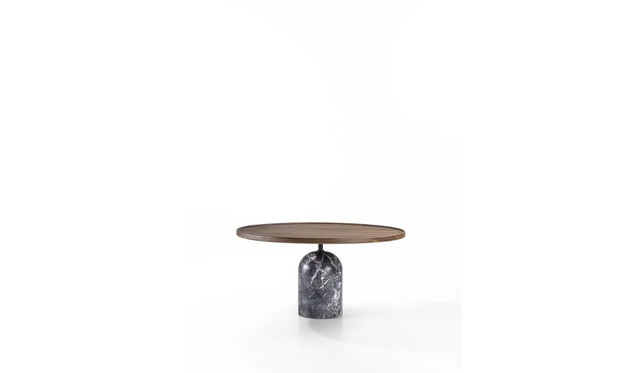 Tavolino in legno con base in marmo Ekero di Porada