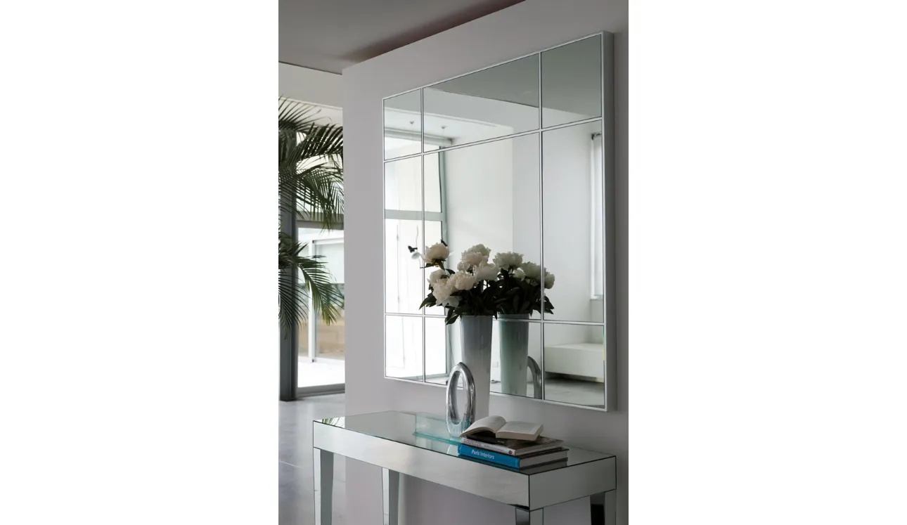 Specchio con decorazioni in massello di frassino Four Seasons di Porada