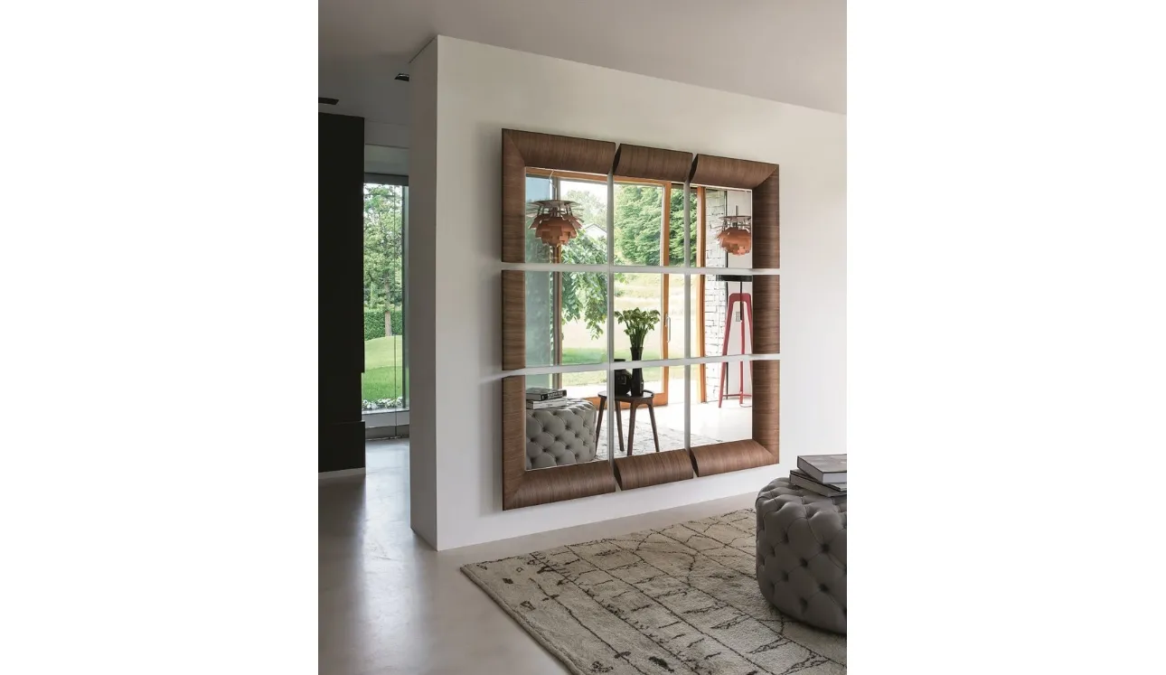 Specchio modulare Triple con cornice in legno di Porada