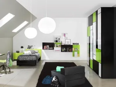 Cameretta innovativa di design Kubika Green&Black di Sangiorgio