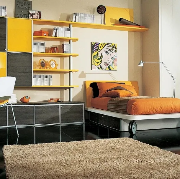 Cameretta in melaminico e laccato giallo Max 04 di Sangiorgio