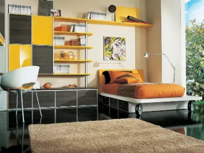 Cameretta in melaminico e laccato giallo Max 04 di Sangiorgio