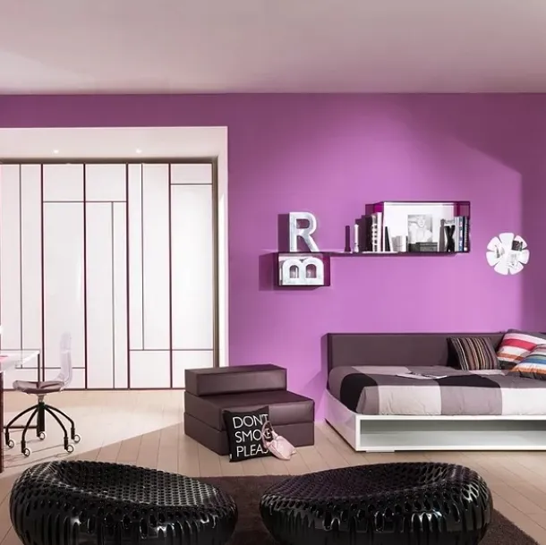 Cameretta componibile di design Kubika Violet&White di Sangiorgio