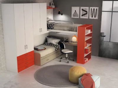 Cameretta Young Betulla e Corallo di Ime Arredamenti