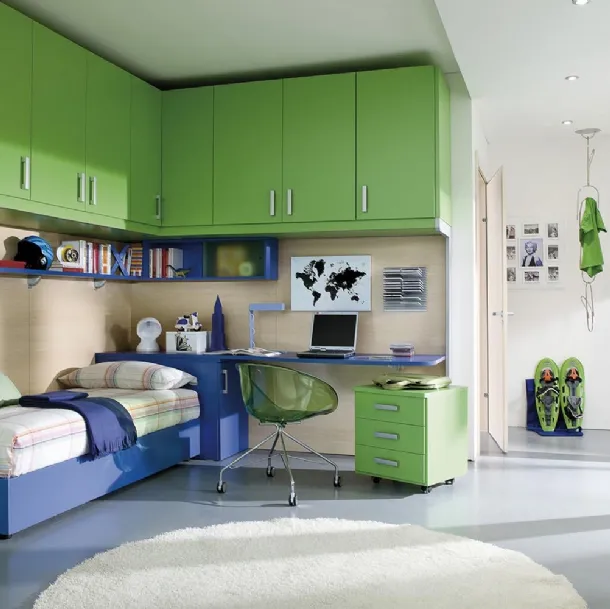 Cameretta Young Verde Cedro e Blu di Ime Arredamenti
