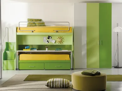 Cameretta Young Verde Mela e Cedro di Ime Arredamenti