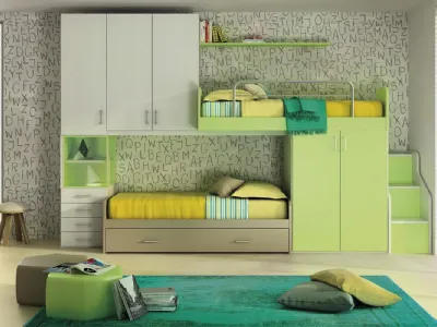 Cameretta Young Verde Mela e Corda di Ime Arredamenti