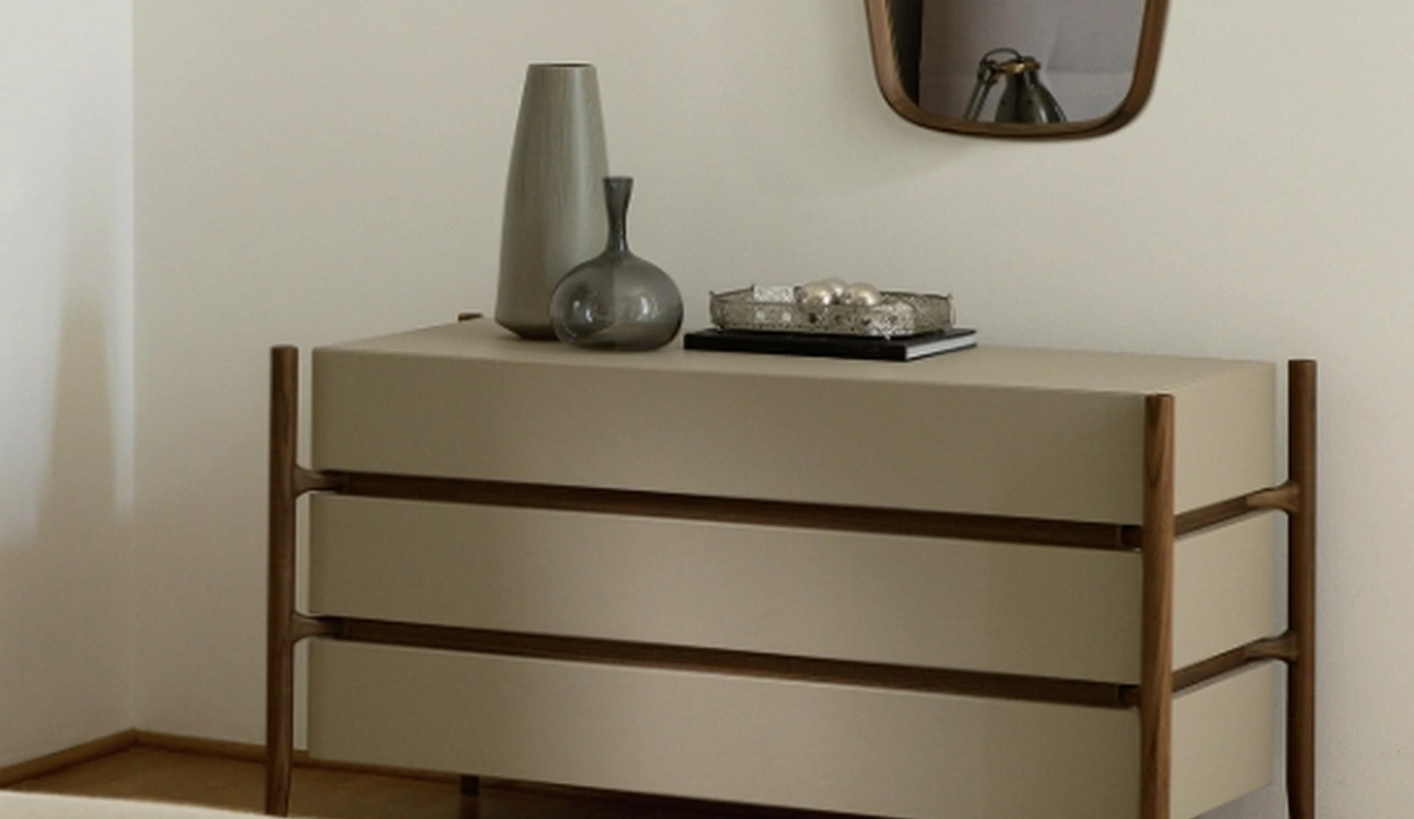 Cassettiera Regent in legno rivestita in pelle di Porada