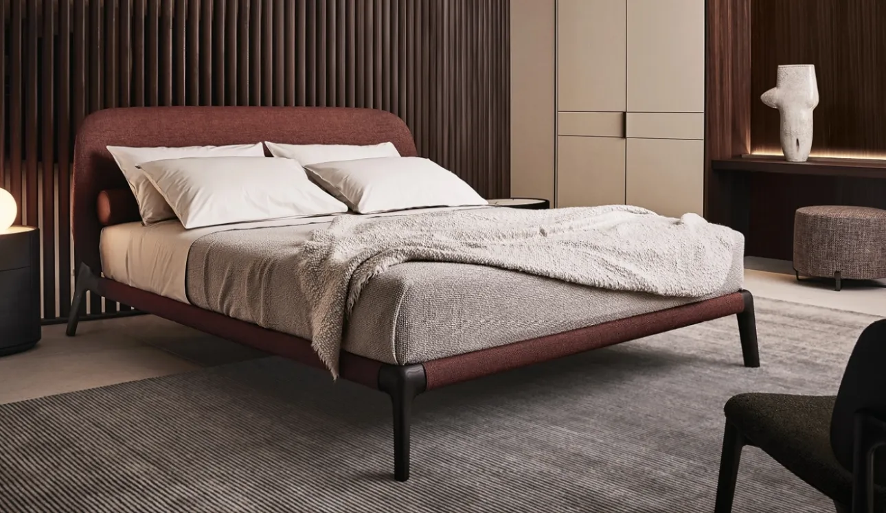 Letto in tessuto con testiera Curve di Poliform