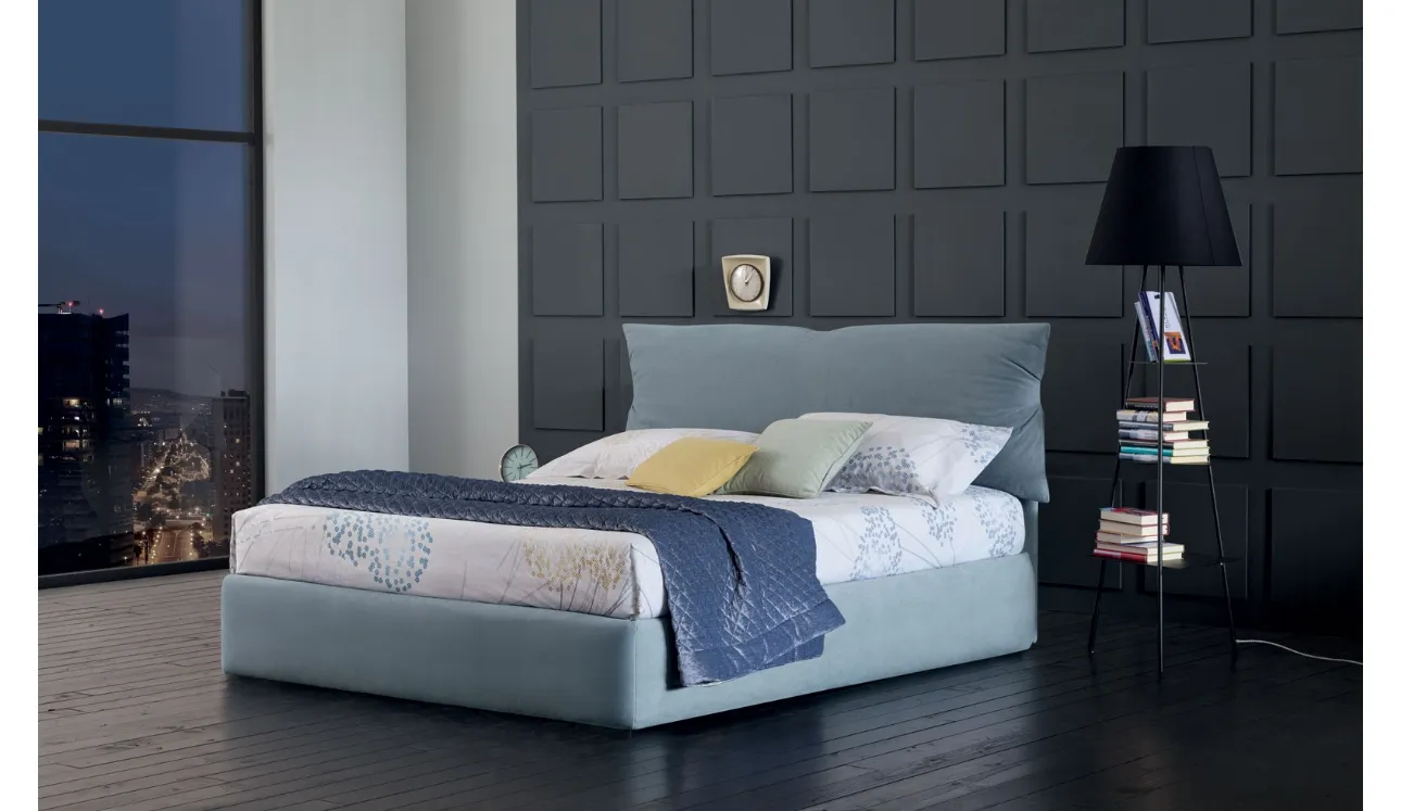 Letto in tessuto imbottito Dan con box contenitore di Oggioni