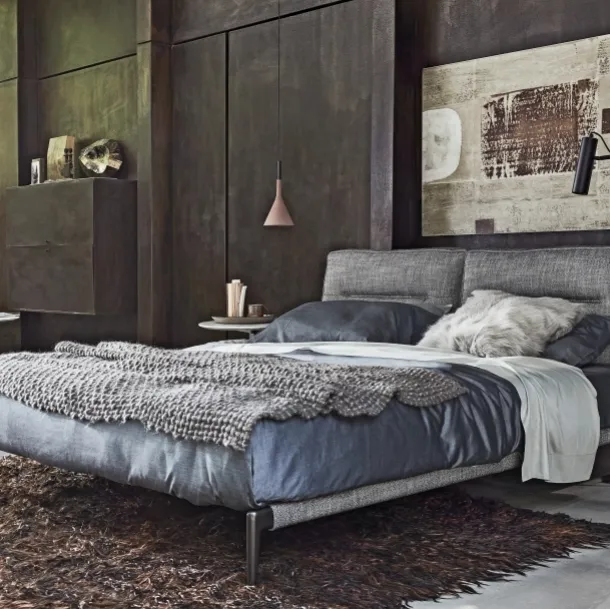 Letto in tessuto con testiera imbottita Adda di Flexform
