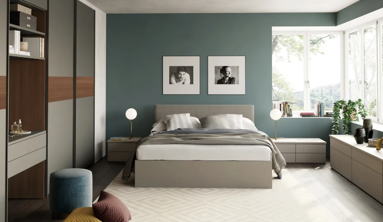 Letto 425 Live con testiera in tessuto imbottito di Ime Arredamenti
