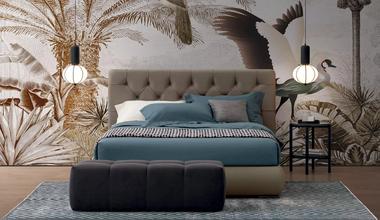 Letto in pelle Jubilee con box contenitore di Oggioni