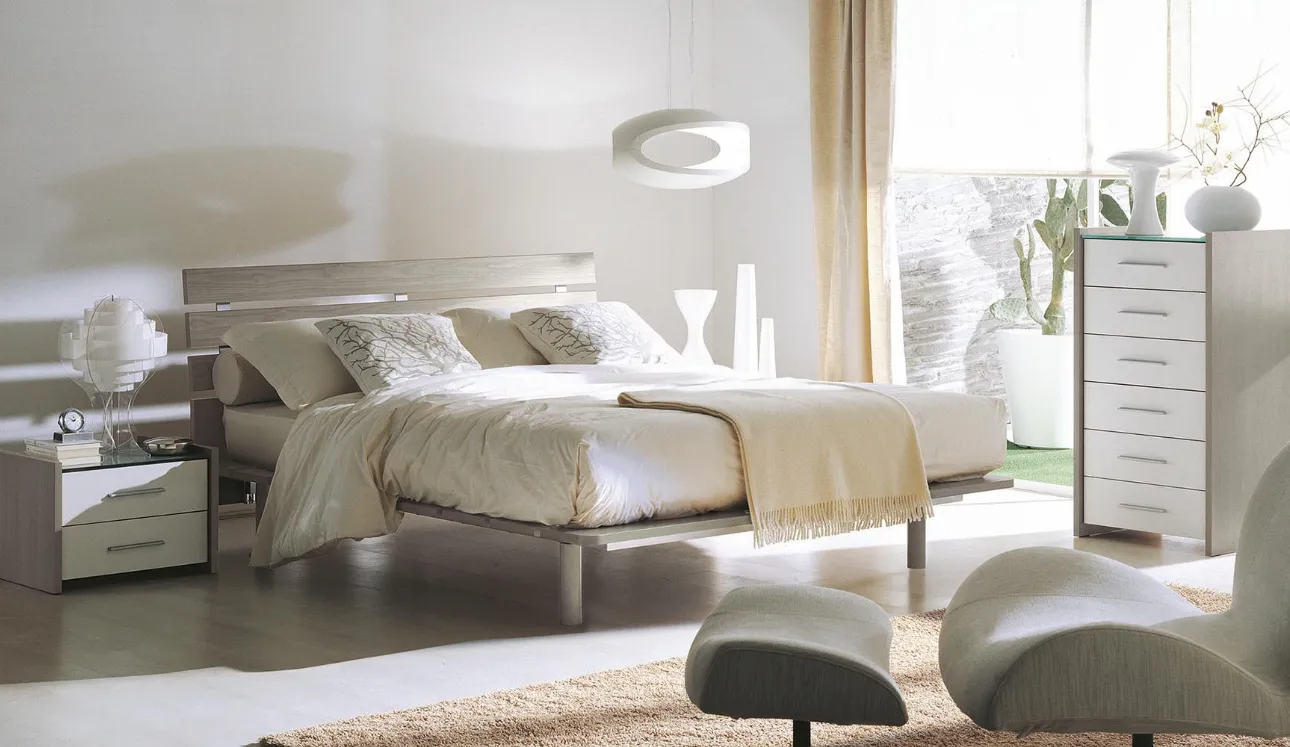 Letto Letto Flex con Testata a Doghe in Olmo Grigio di Ime Arredamenti