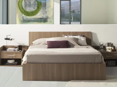 Letto Live in Rovere Tabacco con testata ad H di Ime Arredamenti