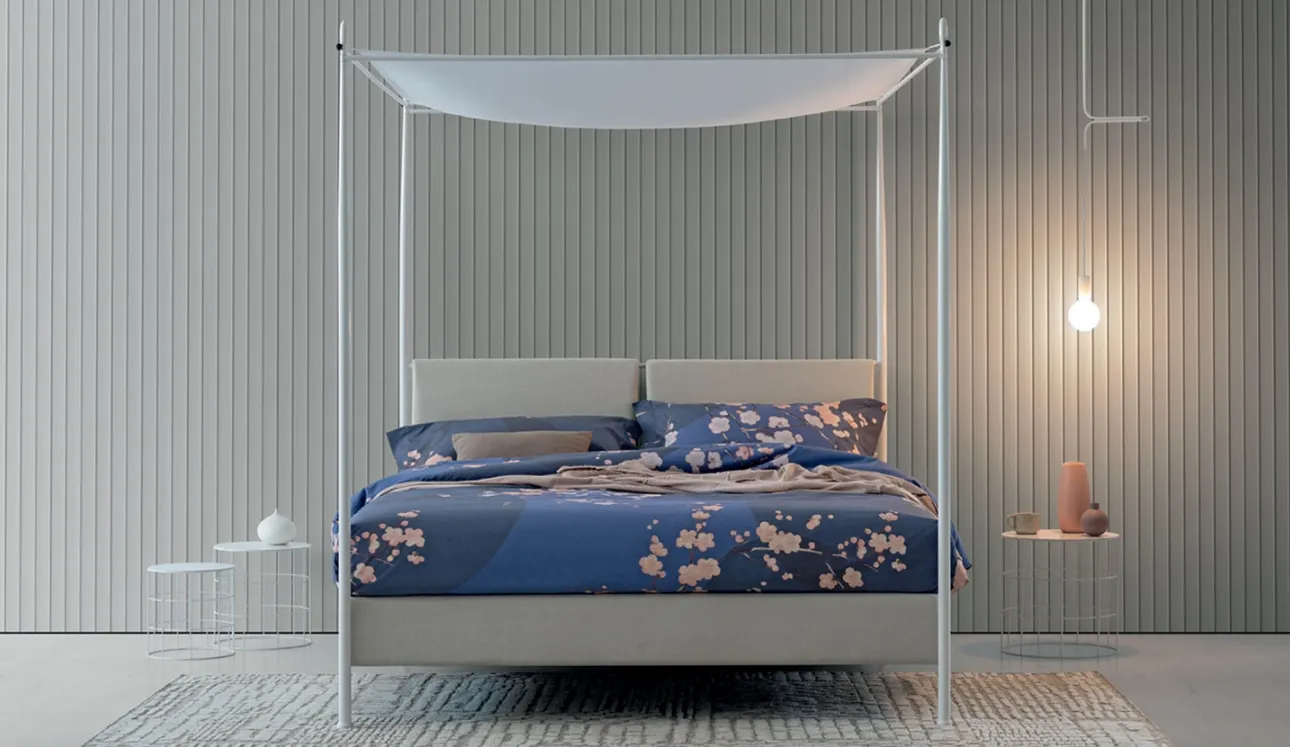 Letto a baldacchino con box contenitore Beverly di Oggioni