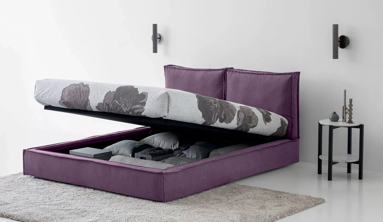 Letto in tessuto Metro con box contenitore di Oggioni