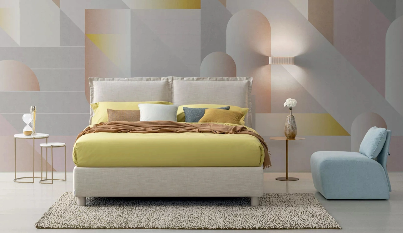 Letto in tessuto Vivian con box contenitore di Oggioni