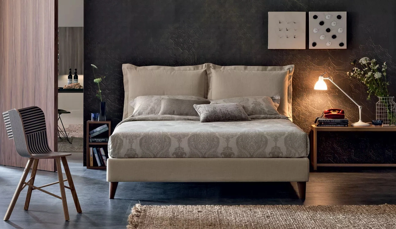 Letto in tessuto Vivian con box contenitore di Oggioni