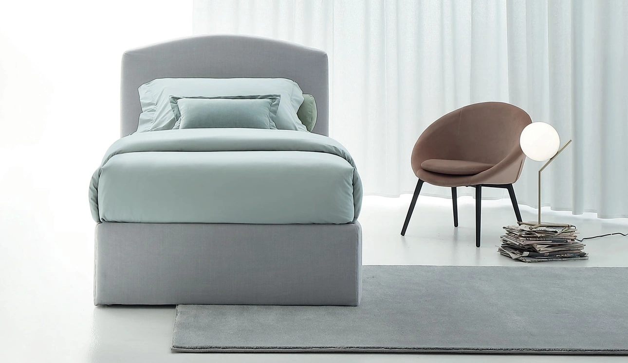 Letto singolo con contenitore Face di Oggioni