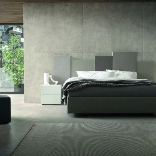 Letto matrimoniale in legno Sommier con Boiserie imbottita di Morassutti
