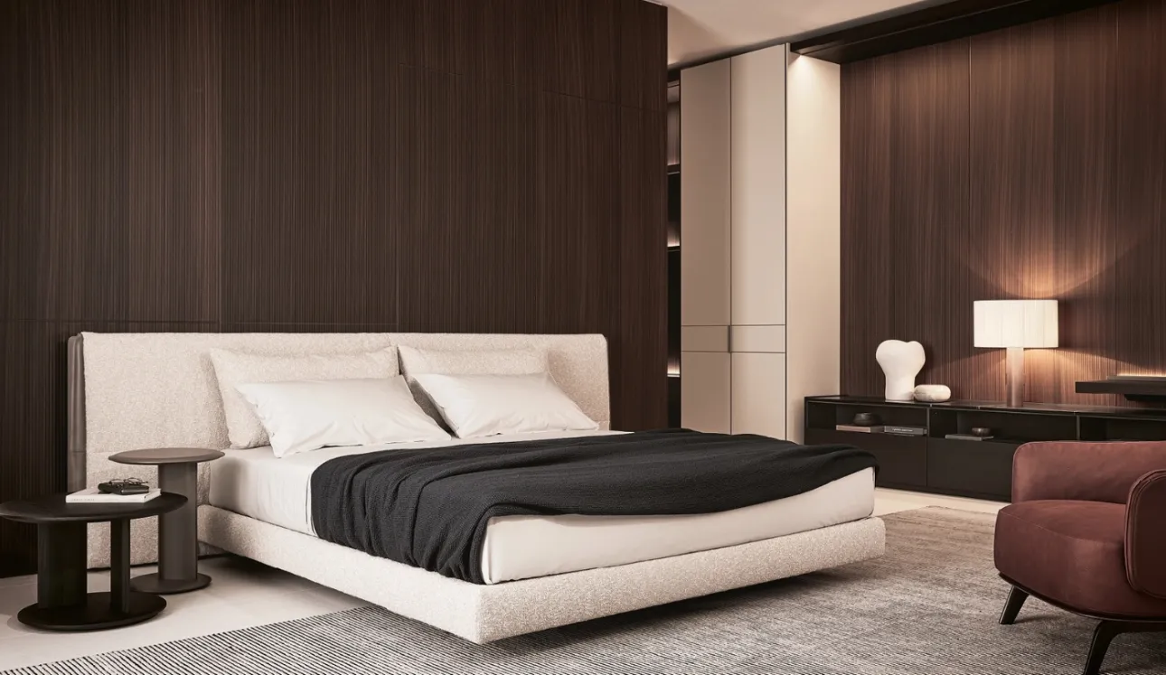 Letto in tessuto con testiera importante Yume di Poliform