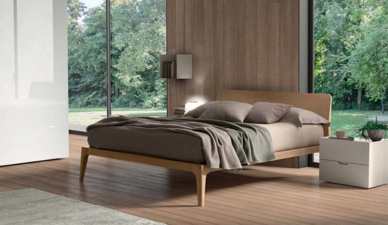 Letto moderno in legno con testiera Zenit di Morassutti