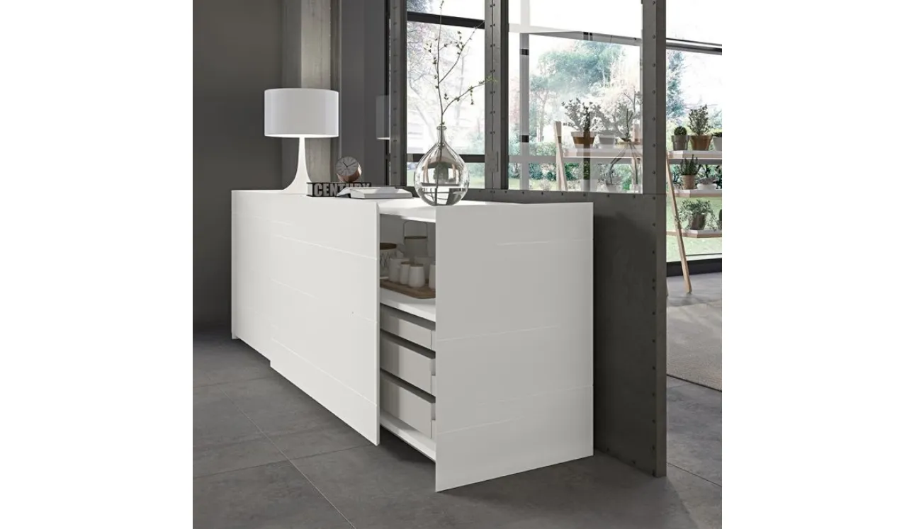 Madia con ante scorrevoli Madia Live 04 SIMPLY BEAUTY in laccato bianco gesso opaco di Morassutti