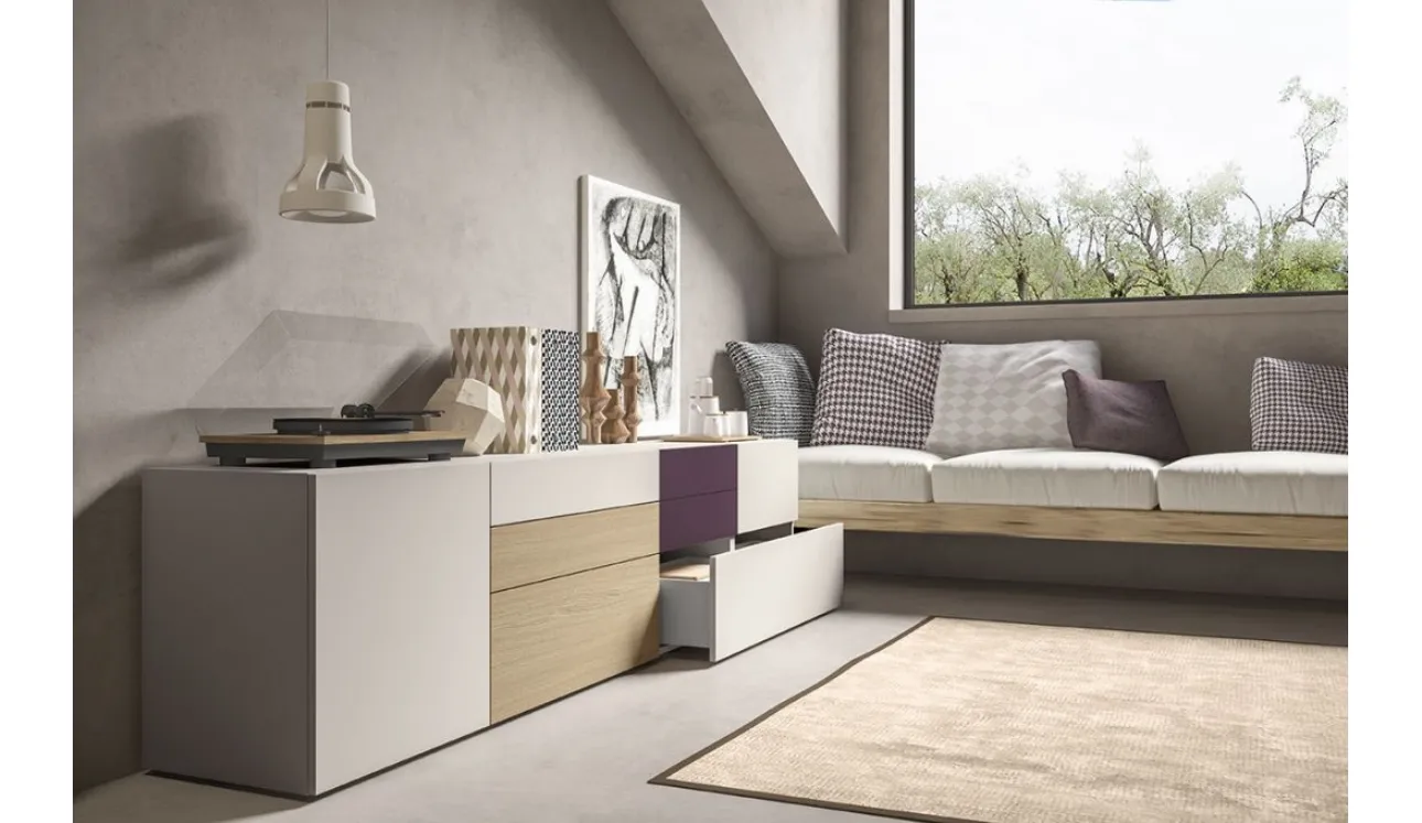 Madia Live 09 SHAPING COLOR in laccato opaco e rovere naturale di Morassutti