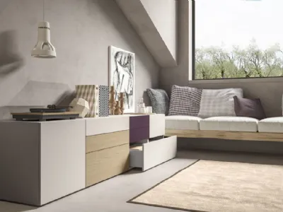 Madia Live 09 SHAPING COLOR in laccato opaco e rovere naturale di Morassutti