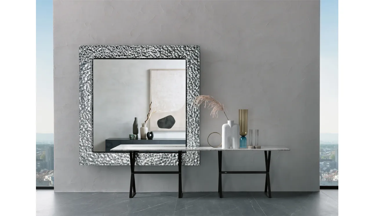 Mobile ingresso Consolle Hype con top in marmo e base in metallo verniciato di Fiam