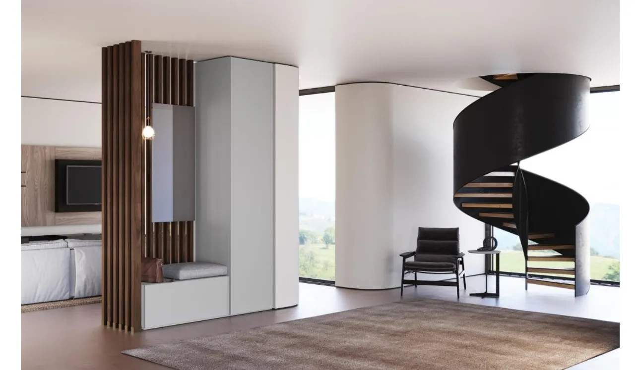 Mobile ingresso Type 01 in laccato opaco e legno di Rovere di Astor Mobili