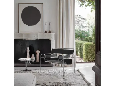 Poltroncina in pelle e acciaio Wassily Lounge Chair di Knoll