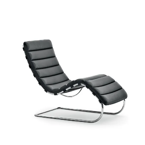 Poltroncina Chaise Longue in pelle e metallo MR Bauhaus 100th Anniversary Edition di Knoll