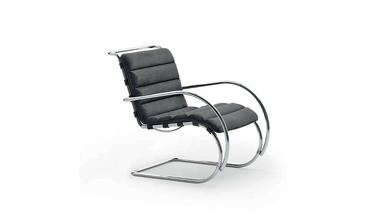 Poltroncina Chaise Longue in pelle MR Bauhaus 100th Anniversary Edition di Knoll