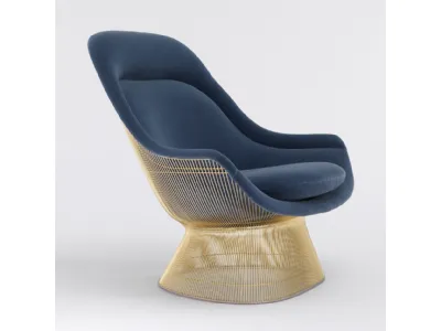 Poltrona in tessuto e metallo Platner Easy Chair and Ottoman Gold di Knoll