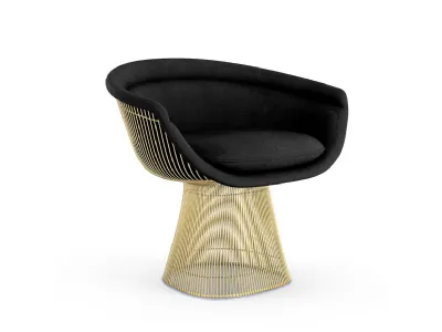 Poltroncina in tessuto e metallo Platner Lounge Chair Gold di Knoll