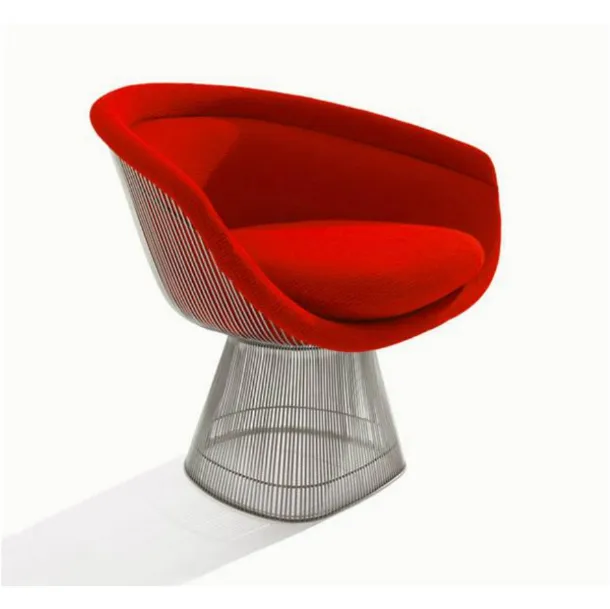 Poltroncina in tessuto Bianco e metallo Platner Lounge Chair di Knoll