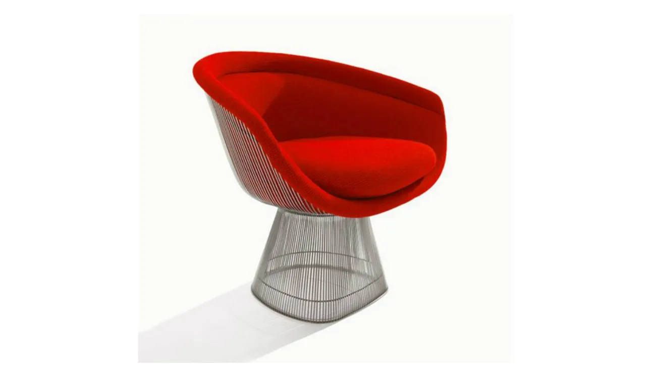 Poltroncina in tessuto Bianco e metallo Platner Lounge Chair di Knoll