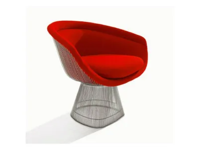 Poltroncina in tessuto Bianco e metallo Platner Lounge Chair di Knoll