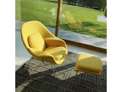 Poltrona in tessuto Saarinen Womb Chair and Ottoman di Knoll